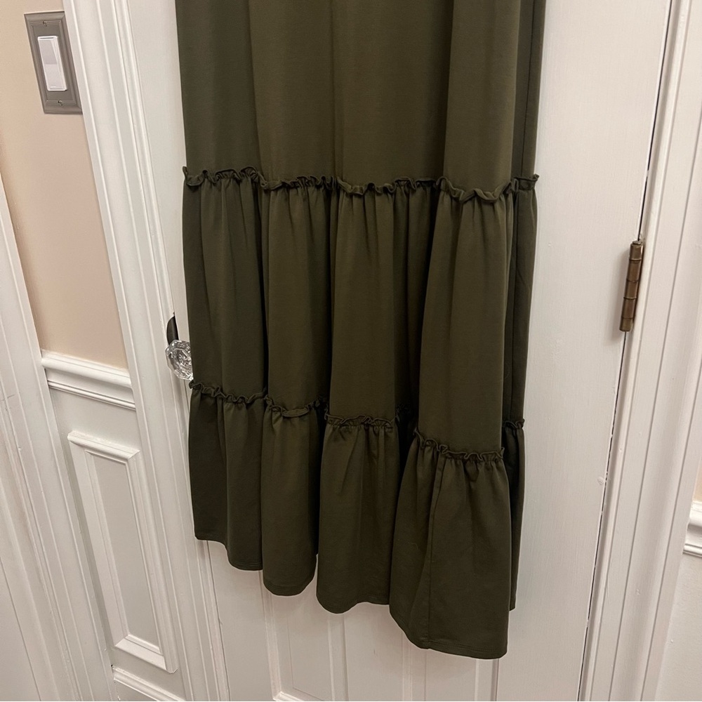 Soft Surroundings Sleeveless Tiered Maxi Dress Green Medium Boho Cottagecore - Picture 6 of 16